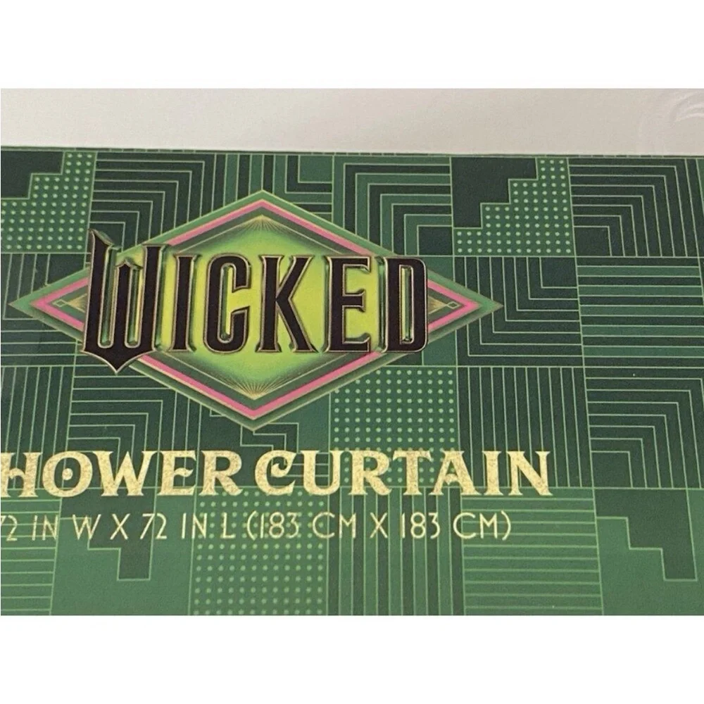 Wicked Glinda And Elphaba Crown Witch Hat Fabric Shower Curtain 72”x72” NEW